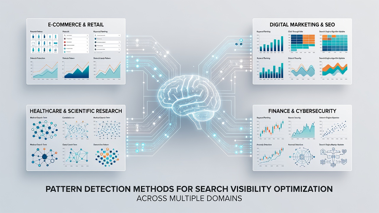 Dashboard showing multi-domain search analytics with detected patterns highlighted in real time
